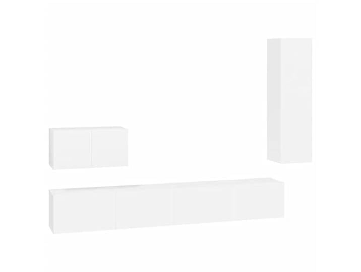 GKHPYURE TV-Möbel-Set, 4-teilig, weiß, Holz, mehrschichtig Wanddesign, praktische Tür, großer Stauraum, einfache Reinigung