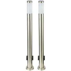2er Set LED 7 Watt Energie Strom Outdoor Verteiler 2-Fach Steckdosen Edelstahl
