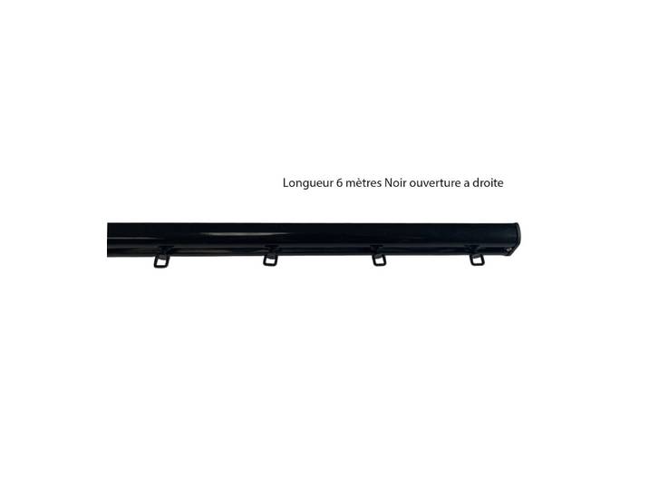 Tringle rail pour rideau effet vague ouverture à droite l.6 m noir
