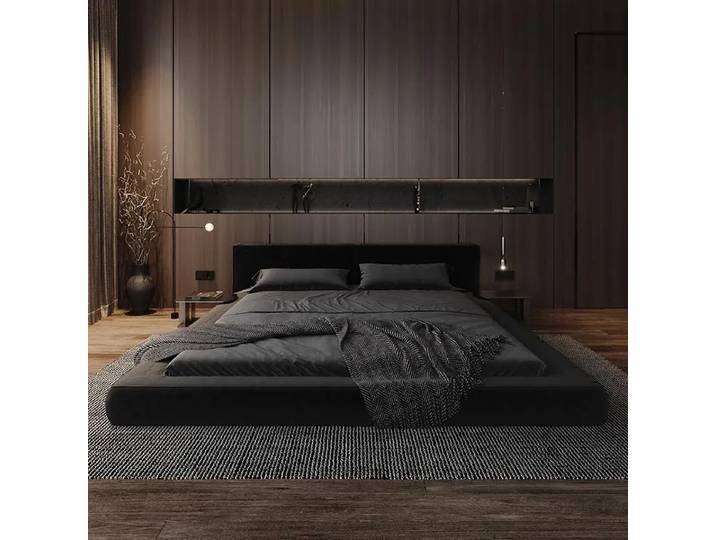 Lit double Tatami moderne et minimaliste pour chambre principale, cadre de lit au sol King Size Queen, mobilier de chambre à coucher