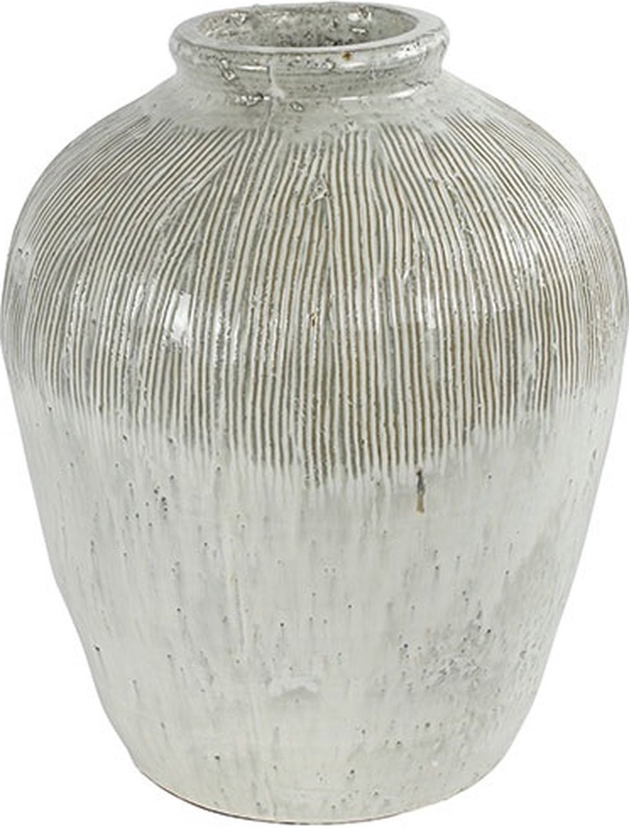 Countryfield Vaas Gayle aardewerk witgroen B: 30 cm, D: 30 cm, H: 37 cm