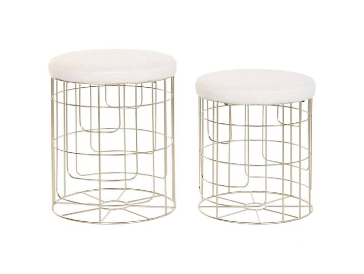 Ensemble de 2 poufs rangement en acier doré