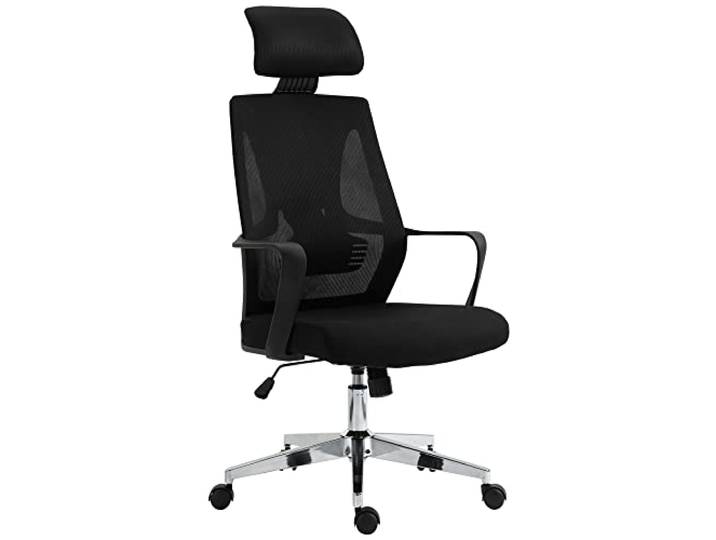 CLP Bürostuhl Kanab I Ergonomisch Mit Lendenwirbelstütze Und Verstellbarer Kopfstütze Farbe schwarz