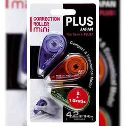 Plus Japan 43563 Korrekturroller Mini 4,2 mm x 6 m 2 Stück + 1 Stück gratis