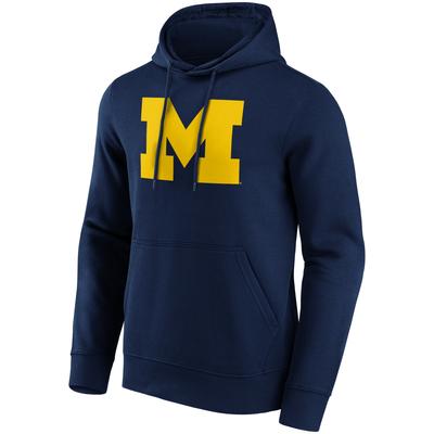 Kapuzenpullover FANATICS "Fanatics Hoodie Michigan Wolverines Primary Logo Graphic", Herren, Gr. M, blau, 80% Baumwolle, 20% Polyester, Pullover Kapuzenpullover