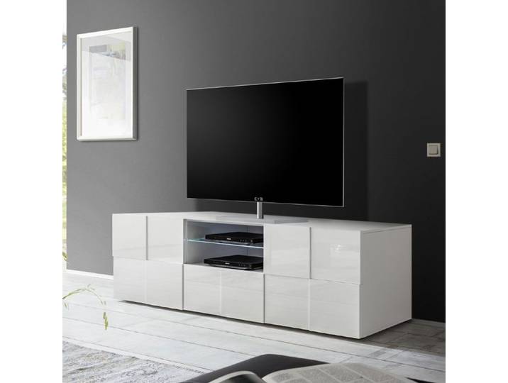 Meuble TV design laqué blanc 180cm MADO