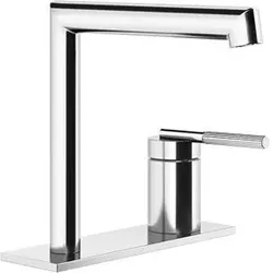Gessi Ingranaggio Waschtisch-Einhebelmischer, separater Auslauf auf Platte montiert, Auslauf Höhe162mm x Ausladung 144mm, ohne Ablaufgarnitur, 63515149, Farbe: Finox Optik