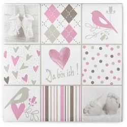 Sovie HORECA Serviette Baby in Rosa aus Linclass® Airlaid 40 x 40 cm, 50 Stück - Babyshower Geburt Taufe