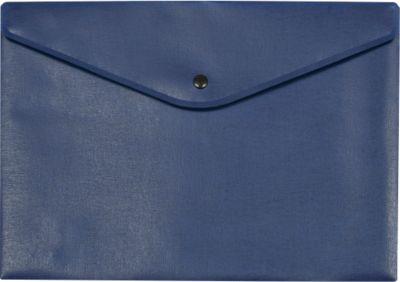 Dokumententasche FolderSys, schwarzer Druckknopfverschluss, Polypropylen, Format A4, blau, 10 Stück