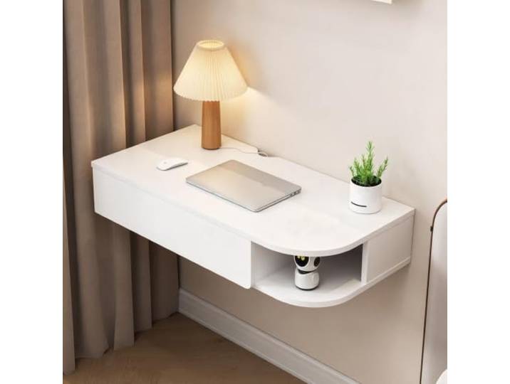 PGZMDTWI Schwebender Schminktisch, Wandtisch, Holz-Arbeitsplatz Platzsparendes Design mit Einfacher Aufbewahrung für Zuhause, Büro und Kleine Wohnung(Left B,60 cm 23.62 in)