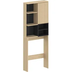 TemaHome »Kube« Waschmaschinenschrank Eiche mit Schwarz 64x179x28 cm
