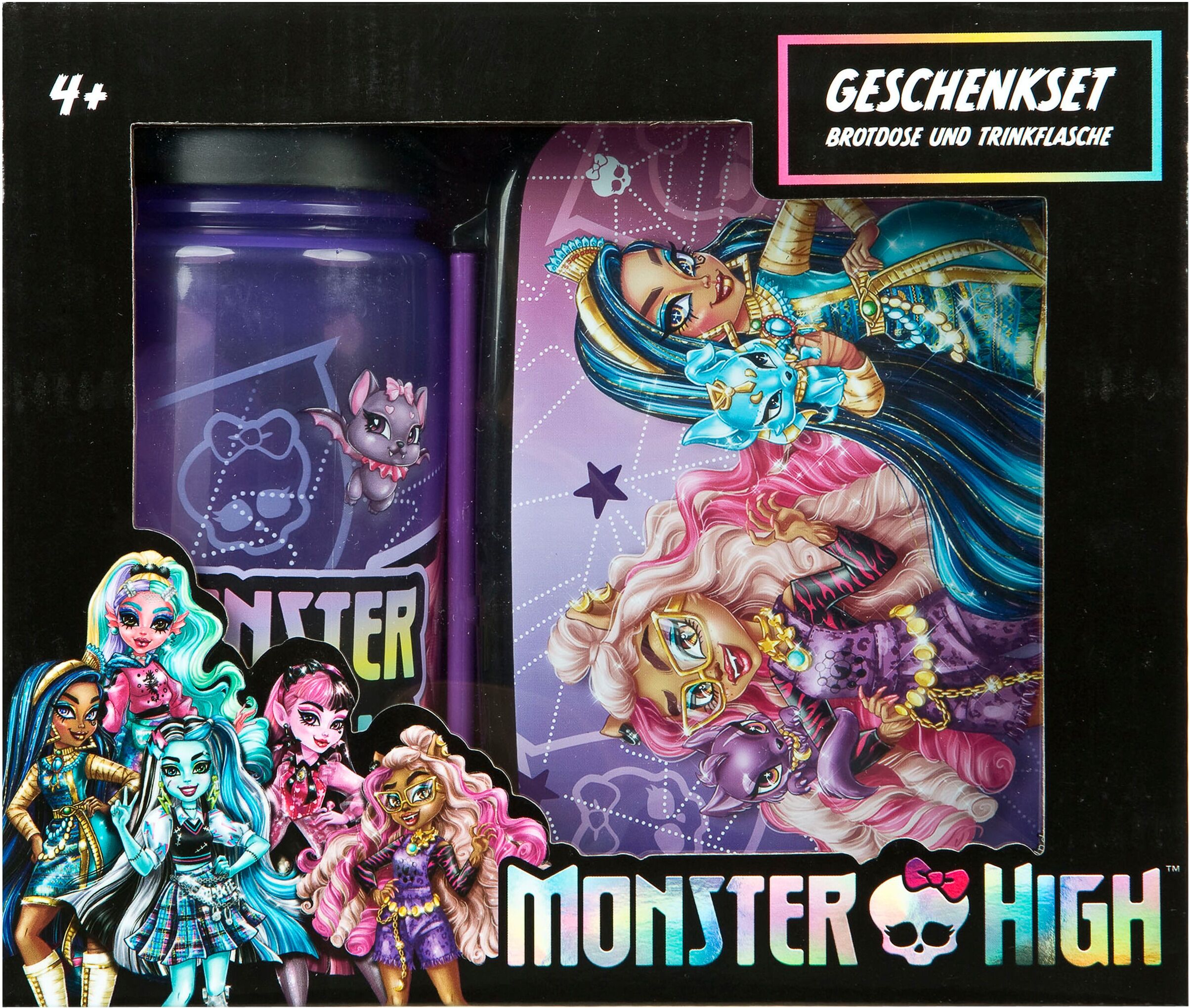 Lunchbox SCOOLI "Monster High", Kinder, Gr. B/H/L: 13,5cm x 6cm x 18cm, bunt (monster high), Lebensmittelaufbewahrungsbehälter Lunchbox, mit Trinkflasche monster high B/H/L: 13,5cm x 6cm x 18cm
