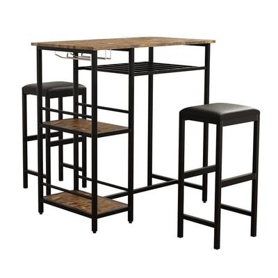 3 tlg. Set Bartisch Bistrotisch Barhocker Kolari