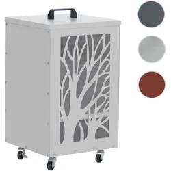 Pelletbehälter HWC-Q30 Bäume, Pelletbox Aufbewahrungsbox für z.B. Tierfutter, Rollen Füße 64x36x36cm ~ weiß-hellgrau