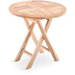 Raburg Garten-Beistelltisch Rund in Natur - Teakholz, 50 cm Durchmesser, 50 cm hoch, langlebig, leicht & robust