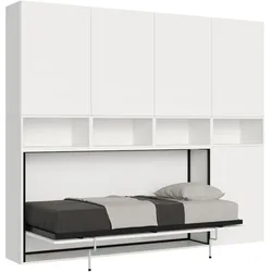 Itamoby Einzelbett Kando, Esche weiß, Zusammensetzung C, mit Matratze Klappbett