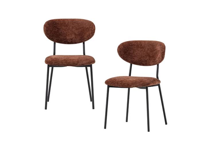 Lot de 2 fauteuils de table en chenille marron
