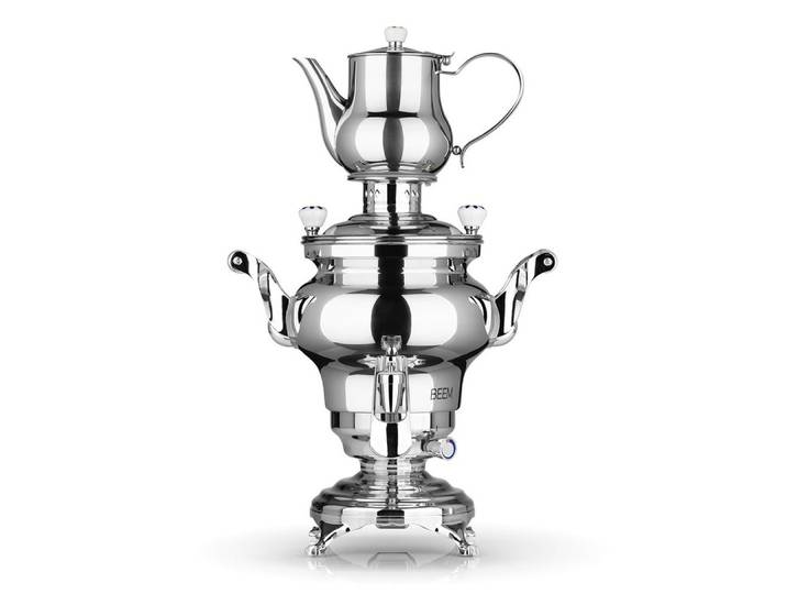 BEEM Samowar Odessa 3l 1800W Edelstahl mit Dispenser, 1800 W, Hotel, Gastronomie, Home, mit 3 l Wasserbehälter und 1 l Teekanne