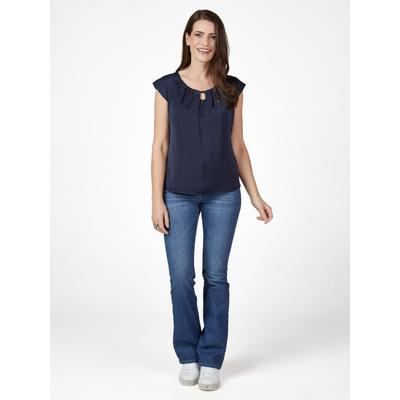 Blusentop "Hermann Lange Top", Damen, Gr. 50, blau (marine), 100% Polyester, SELECT BY HERMANN LANGE, Blusen Blusentop