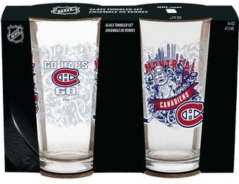Evergreen Montreal Canadiens 16 oz Pint Glasses, Set of 2 - 16 oz
