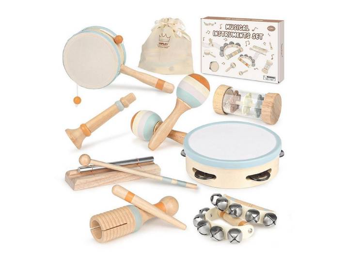 LuxusKollektion Spielzeug-Musikinstrument Musikinstrumente Kinderspielzeug Holz Neutrales Musikspielzeug-Set
