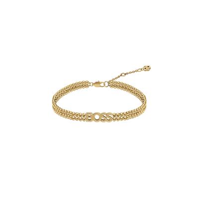 Armkette BOSS "KASSY BEADS", gold (gelbgoldfarben), Armbänder, Damen, 18cm, Edelstahl, Armkette