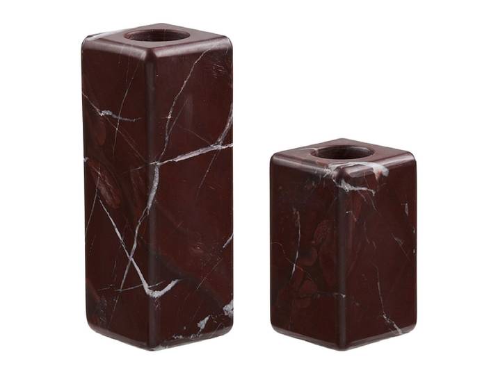 Windlichter-Set 4.4 cm x 11 cm Marmor bordeau