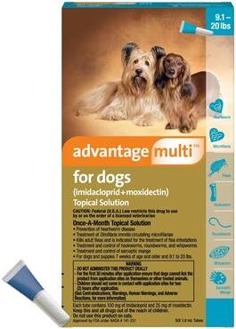Bravecto Topical Advantage Multi (Advocate) Medium Dogs 9.1-20 Lbs (Aqua) 3 Doses