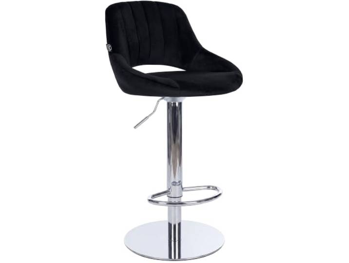 CLP Barhocker höhenverstellbar mit extra schwerem Standfuß und gepolsterter Sitzschale Milet Chrom, für Küche und Bar, belastbar bis 150 kg Farbe schwarz Material Samt