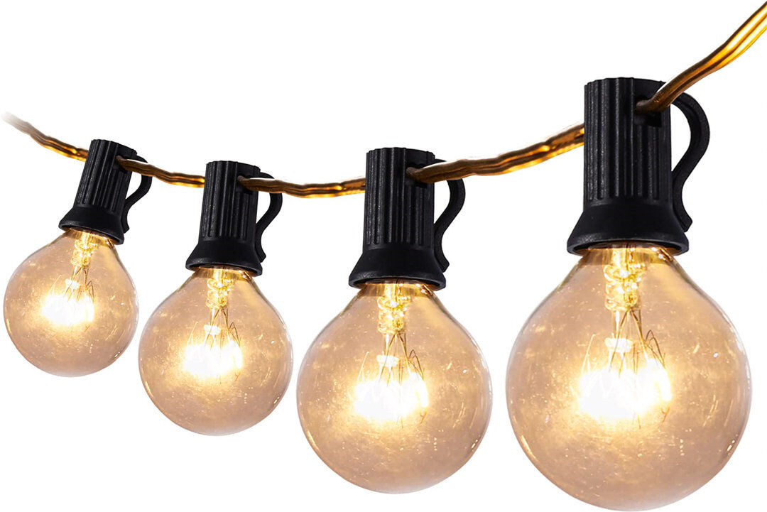 Dakota Fields Alga 762cm 28 - Bulb Festoon Lights String Light (End to End Connectable) Black 762cm L