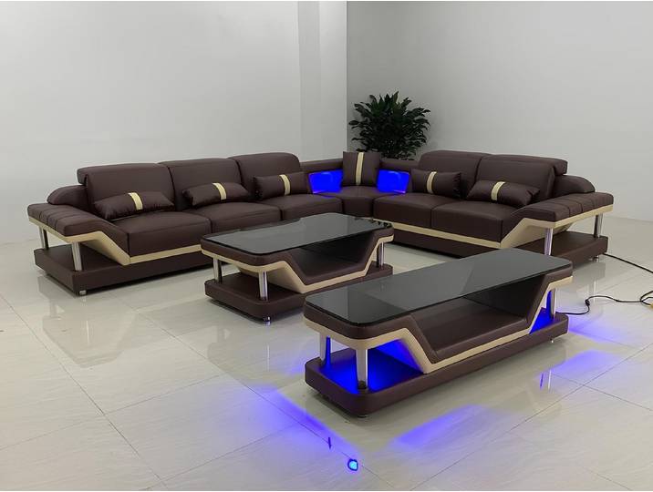 JVmoebel Ecksofa L-förmige Wohnlandschaft mit USB-Anschluss und Couchtisch, Made in Europa