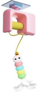 Inspired Living Smart Hanging Door Automatic Cat Toy With Feather Teaser pink