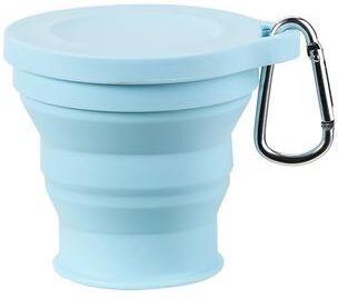 Uplifted Trends Collapsible Travel Cup With Lid Portable Silicone Folding Cup For Camping Coffee And Daily Travel sky Blue