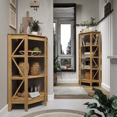 Furniture Dash   Wood Corner Bookcase 4 Shelf Corona