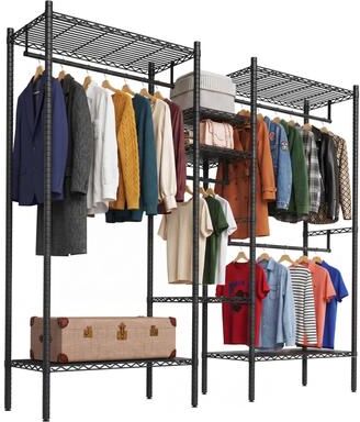 Garvee Closet Organizer System Carbon Steel Clothing Rack Adjustable Shelves Hanging Rods Multi Tier