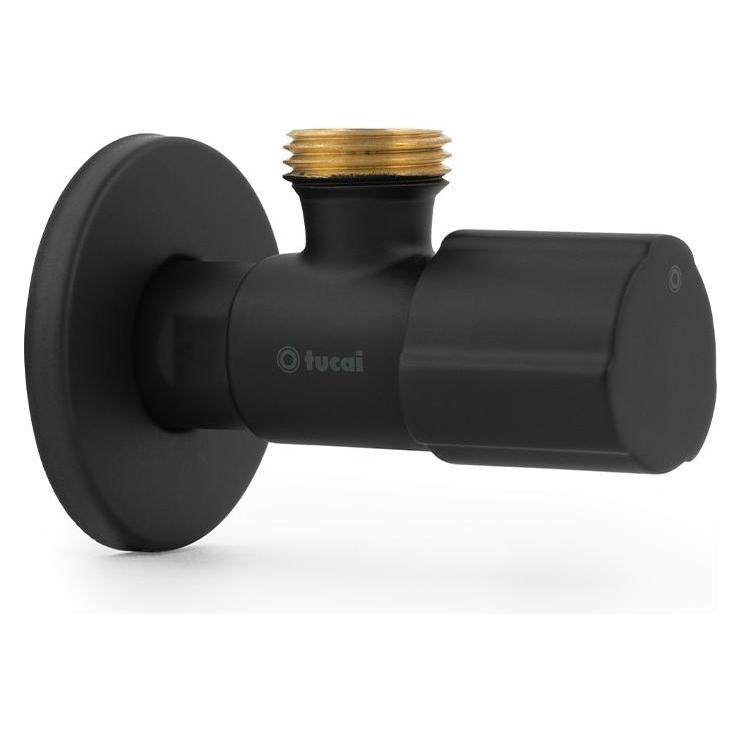 TMM Ceramic angle valve with round handle, black, 1/2 x 3/8 in (68306850)