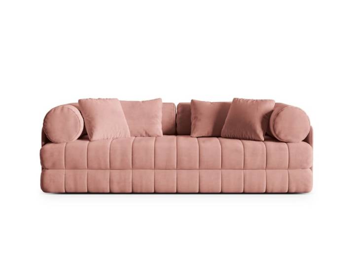 Canapé convertible 3 places en velours rose