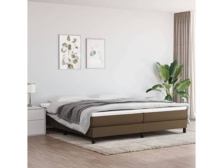 KGTKGTYER Boxspringbett 200x200 cm - Taschenfederkernmatratze Dunkelbraun Inklusive Topper, Atmungsaktiver Stoffbezug, Stabile Konstruktion