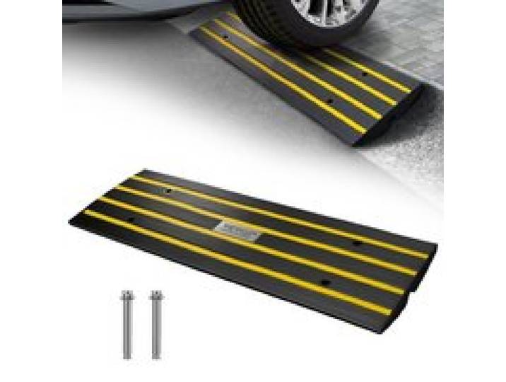 VEVOR Schwellenrampe Vollgummi Türschwellenrampe Max. Belastbarkeit 15Tonnen Bordsteinrampe mit 5,5x3,5cm Kanal Rollstuhlrampe 122x40,5x6,5cm Auffahrrampe Ideal für unebenen Boden Bordsteinkanten