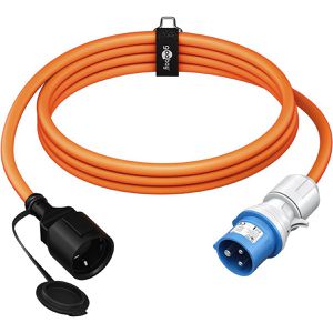 Goobay CEE-Adapter 76224, Länge 5 m, Schutzkontakt 230V auf CEE 16A / 230V, IP44