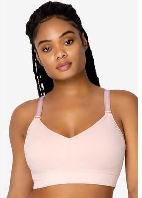 Plus Size Women's Smooth Seamless Comfort Wireless Bra by Curvy Couture in Blushing Rose (Size L+)