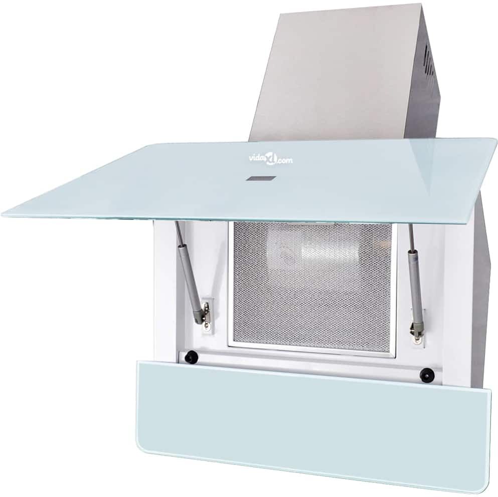 vidaXL Hotte Verre trempé Blanc 600 mm
