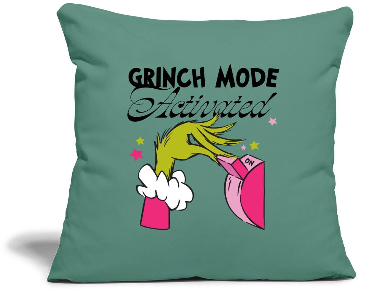 Spreadshirt The Grinch Grinch Mode Geactiveerd Sierkussenhoes, 45 x 45 cm