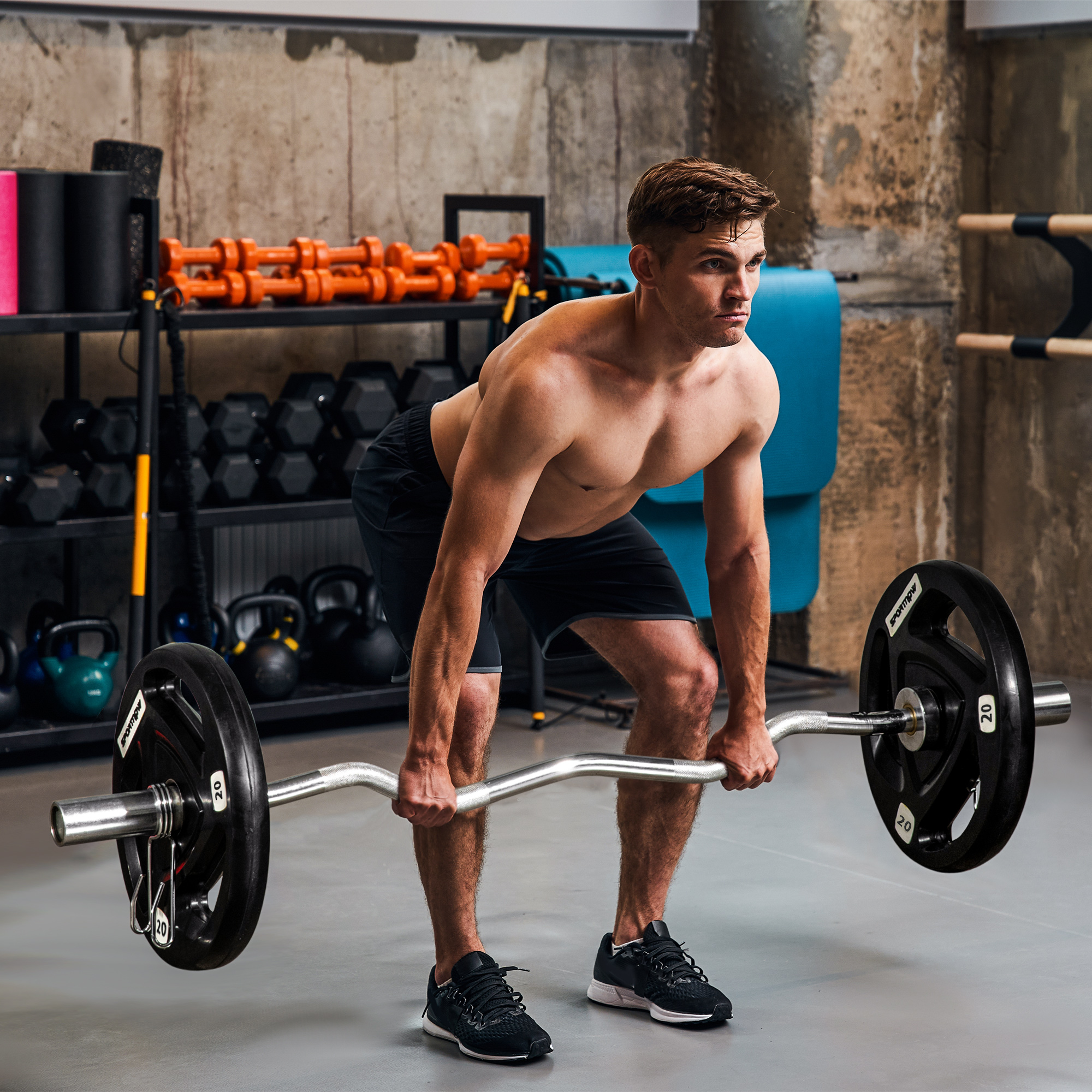 Sportnow Set di 2 Dischi Pesi da 20kg in Acciaio con Rivestimento in Gomma per Bilanciere