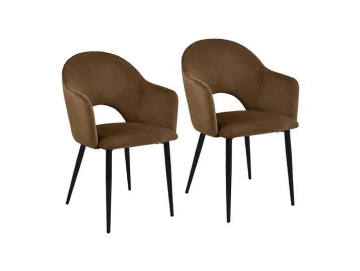SVITA Hailey 2er Set Esszimmerstühle Küchen-Sessel gepolstert Samt Braun