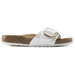 Birkenstock für Damen. 1019814 Sandalen Madrid Big Buckle Birko-Flor (Schmale Passform) weiß (36), Wohnung, Keine, Lässig, Lackleder