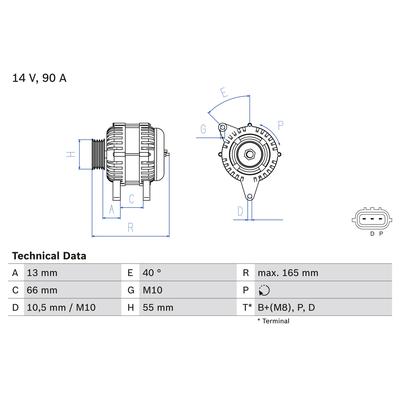BOSCH Generator 0986082430 für MAZDA
