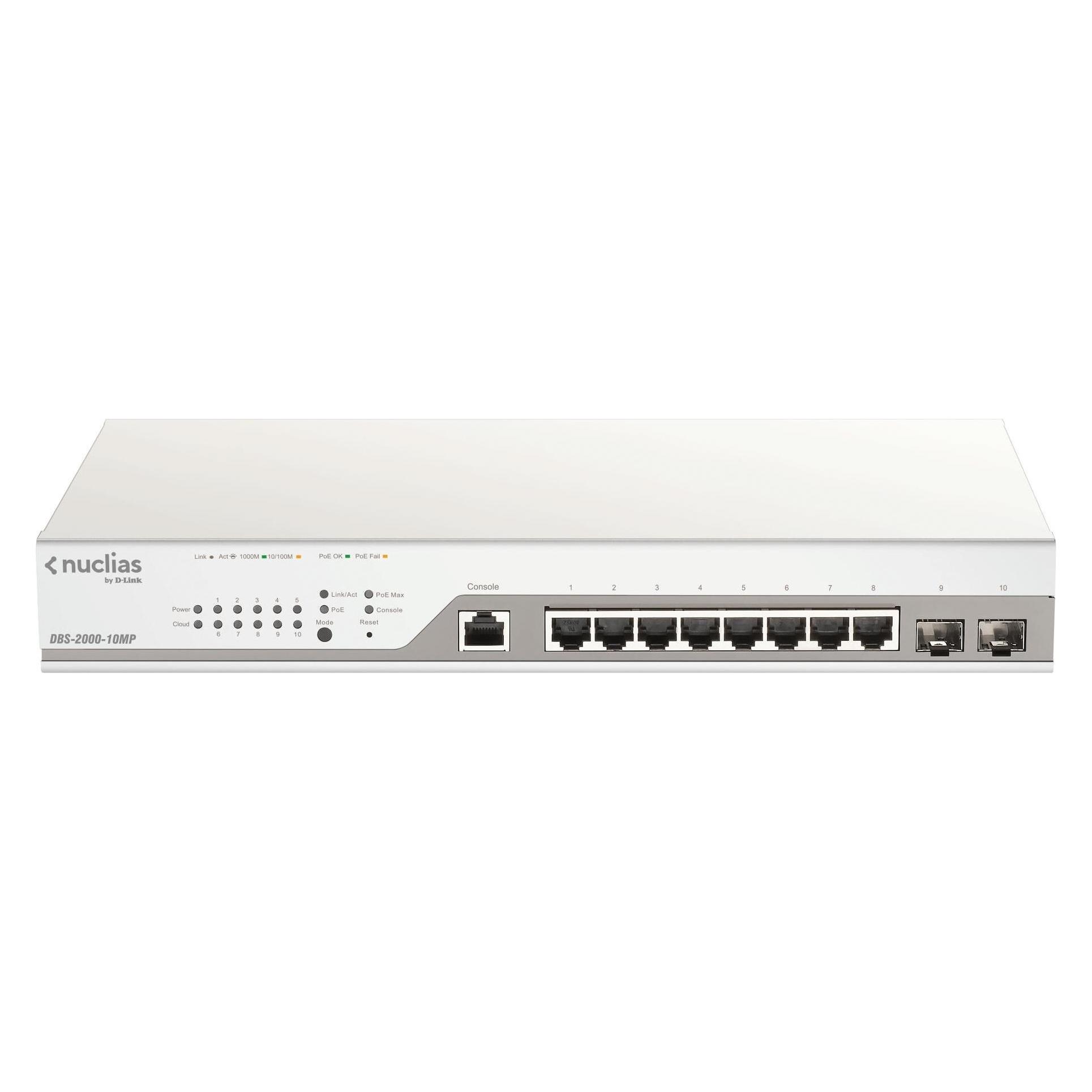 D-Link Switch 8G 2SFP PoE 130w Nucli 8x10/100/1000 2xSFP PoE Nuclias (10 Ports) (DBS-2000-10MP/E)