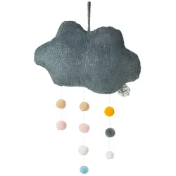 Picca Loulou Mobile "Wolke" (grau, 34cm) mit Pom-Poms