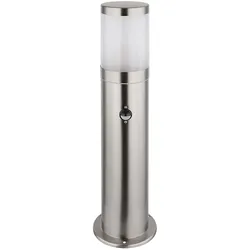 Sockelleuchte E27 Stehlampe Terrassen Außenleuchte Bewegungsmelder Wetterfest IP44, Edelstahl Kunststoff, 1x E27 Fassung, DxH 14x50 cm
